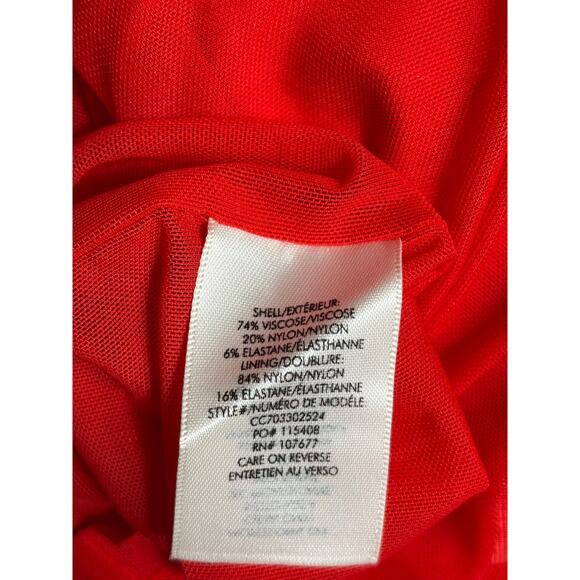 Alice + Olivia Dress Womens 10 Red Poppy Off Shoulder Sheath Cocktail Party - Picture 6 of 8